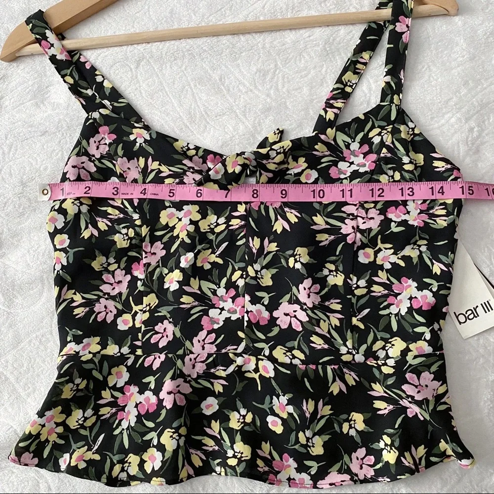 NWT Bar III Floral Cropped Peplum Cut Out Bow Chest Tank Top - Picture 5 of 11